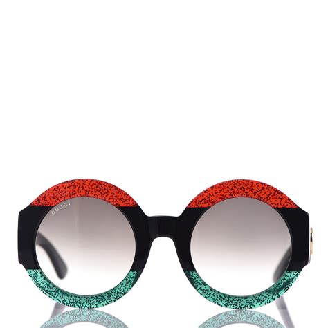 gucci glitter oversized round sunglasses red/green/black
